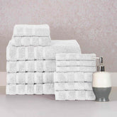 White Colour of 12 Piece Zero Twist Egyptian Cotton Towel Set